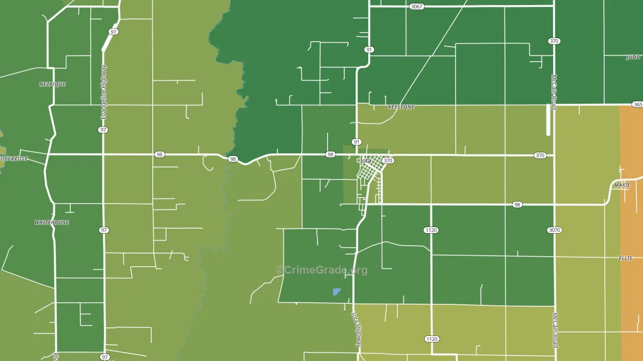 70543, LA Map of Vehicle Theft Rates