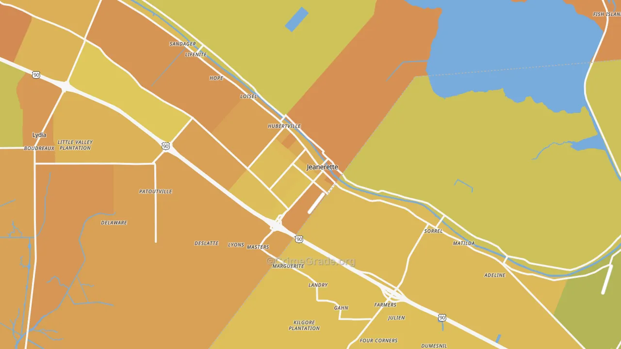 70544, LA Map of Vehicle Theft Rates
