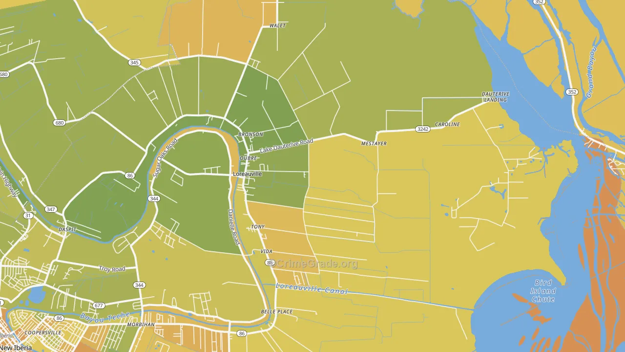 70552, LA Map of Vehicle Theft Rates