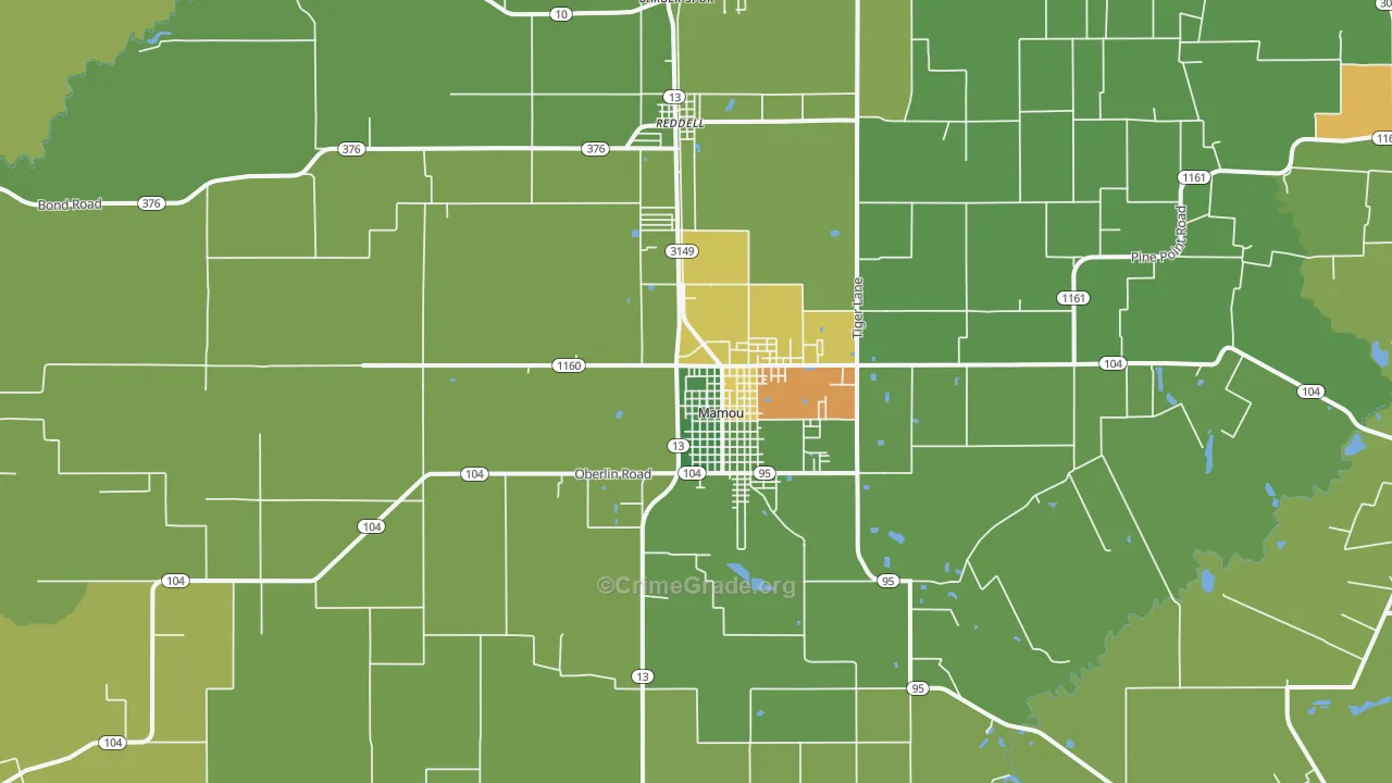 70554, LA Map of Vehicle Theft Rates