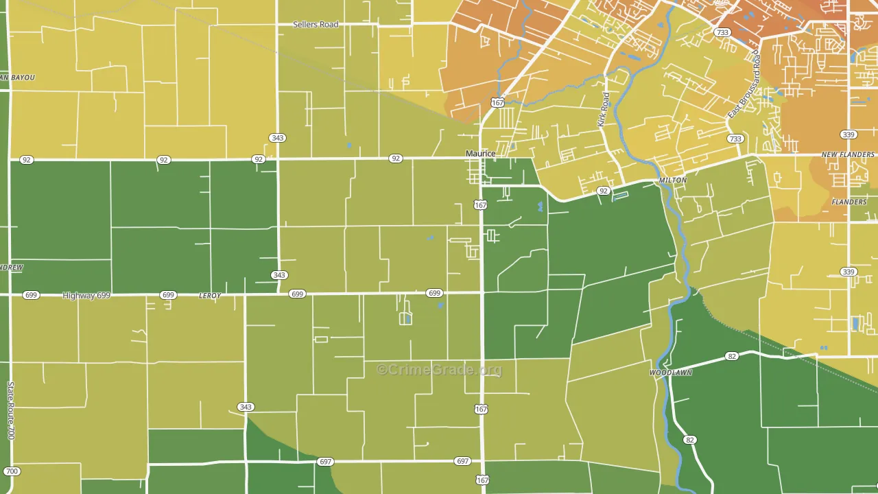 70555, LA Map of Vehicle Theft Rates