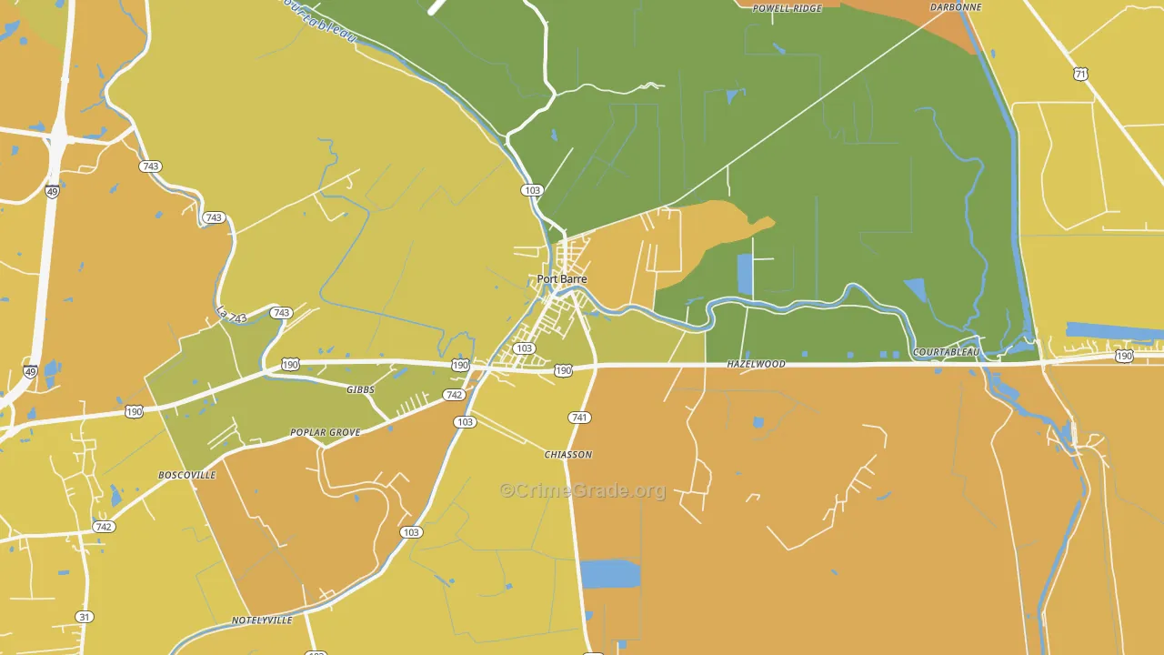 70577, LA Map of Vehicle Theft Rates
