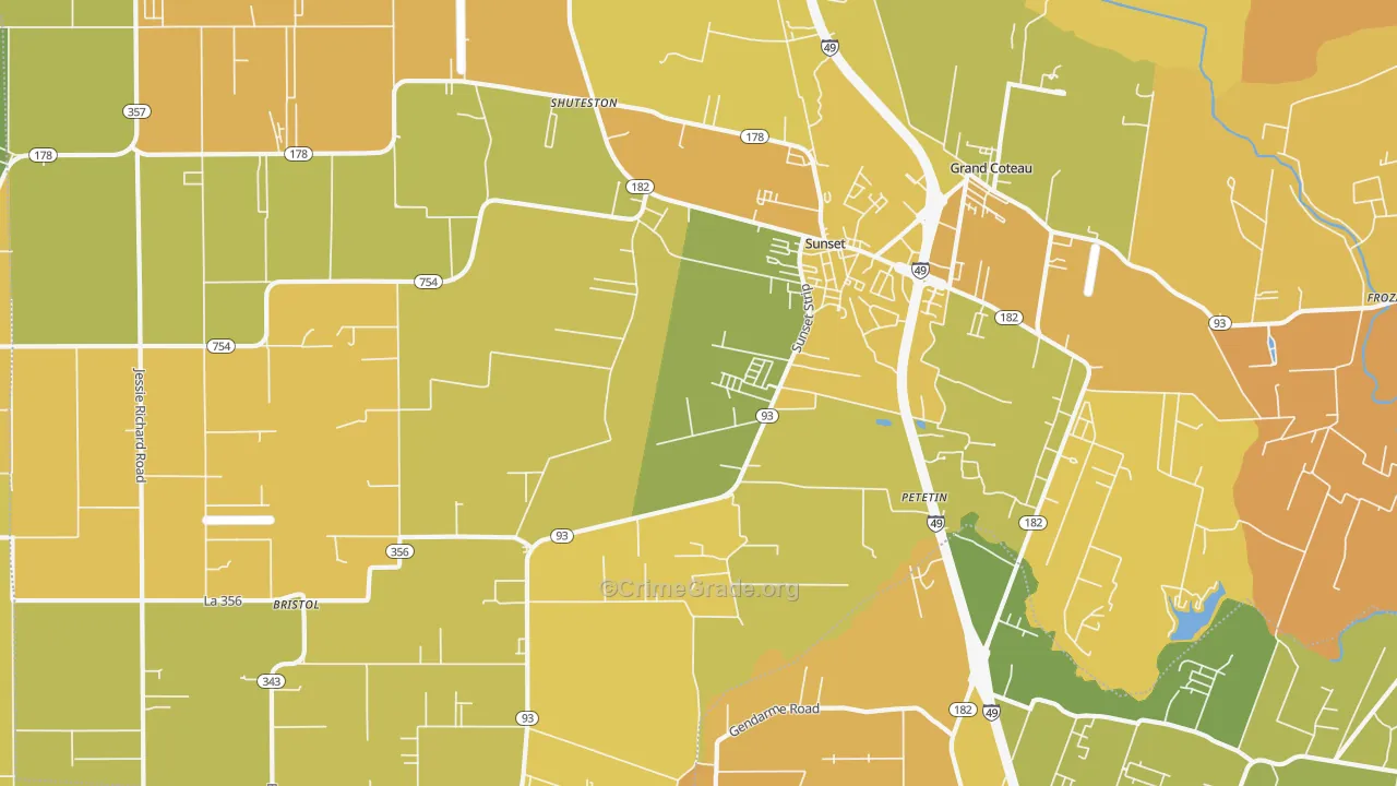 70584, LA Map of Vehicle Theft Rates