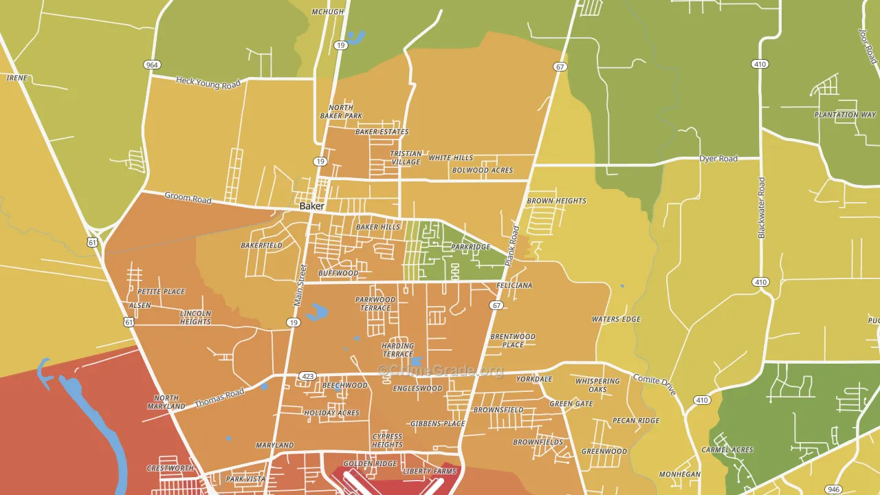 70714, LA Map of Vehicle Theft Rates