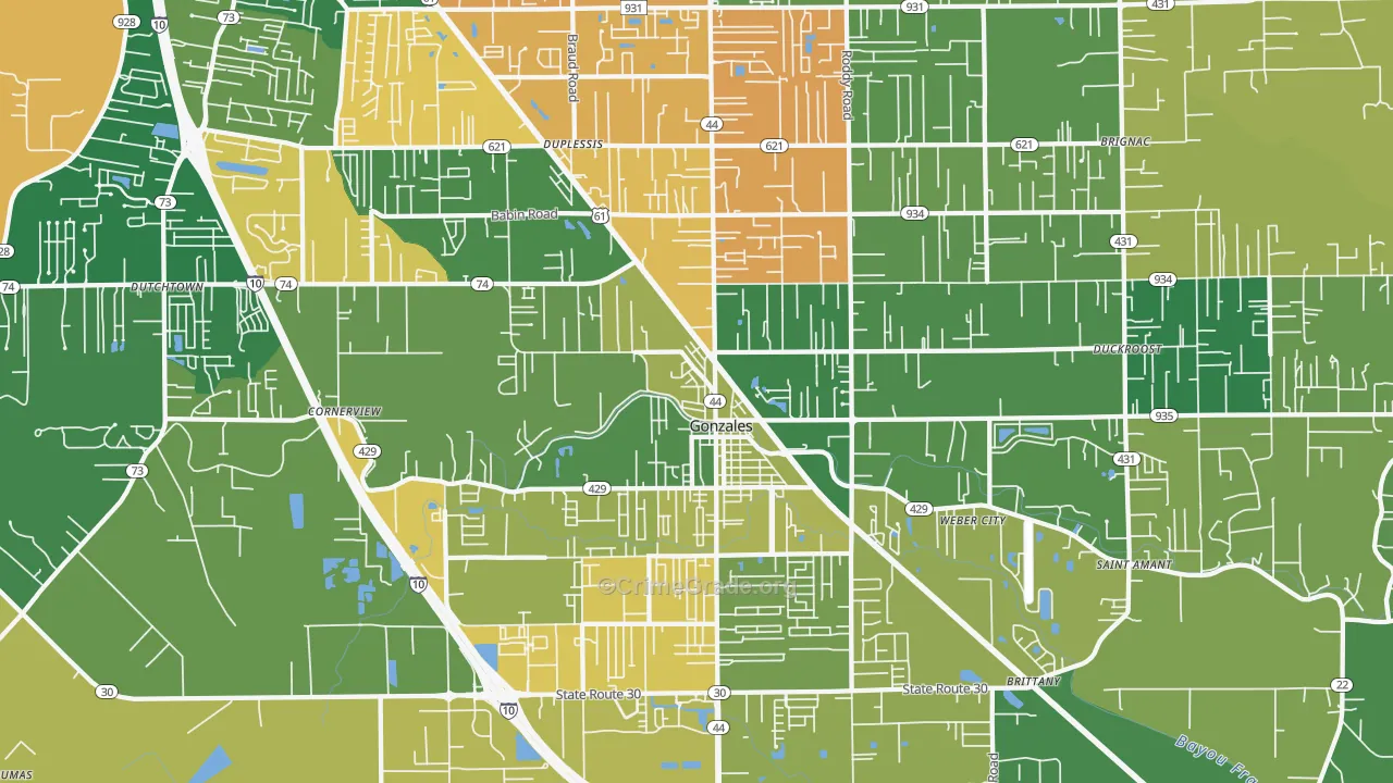 70737, LA Map of Vehicle Theft Rates