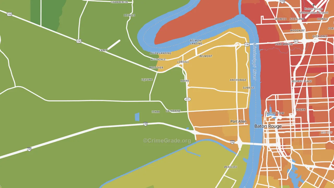 70767, LA Map of Vehicle Theft Rates