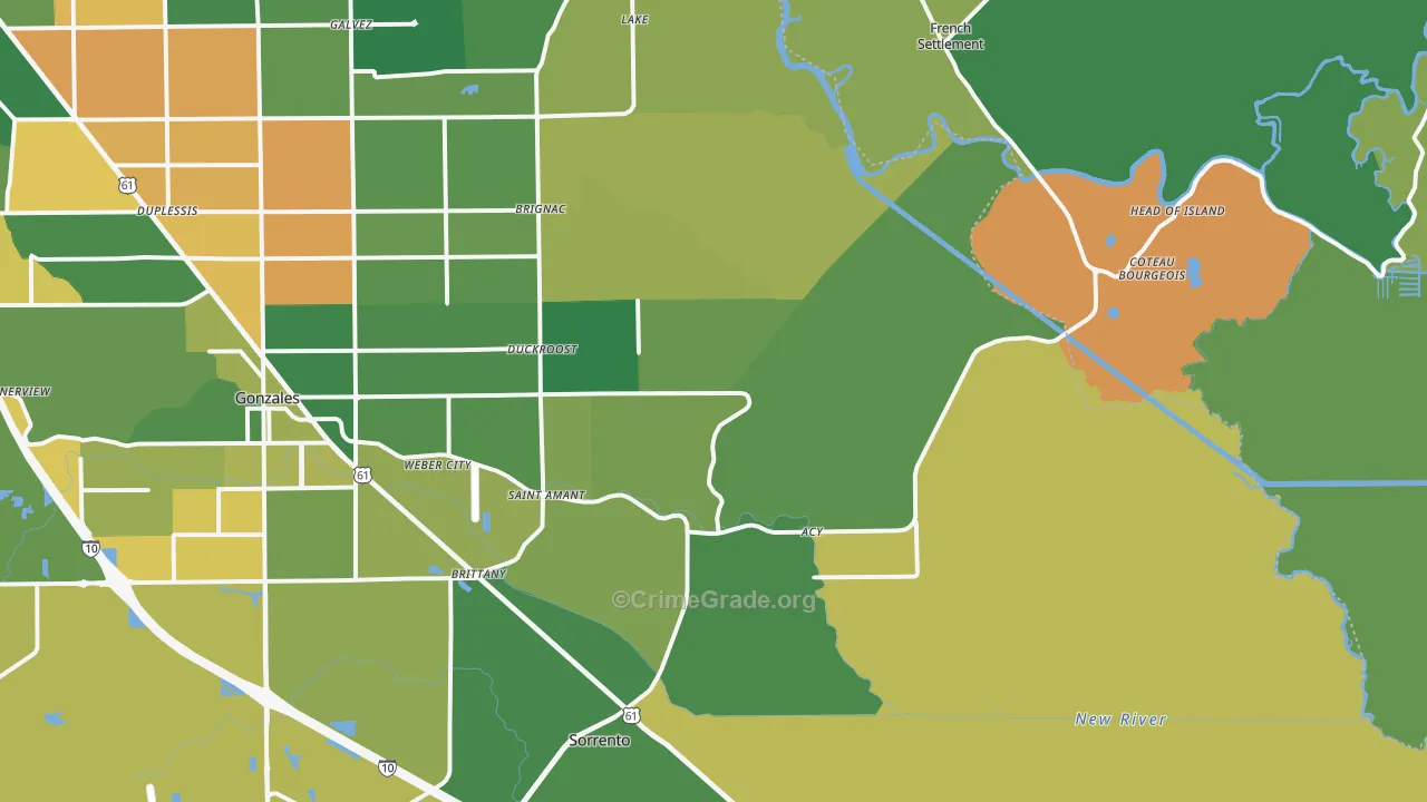 70774, LA Map of Vehicle Theft Rates