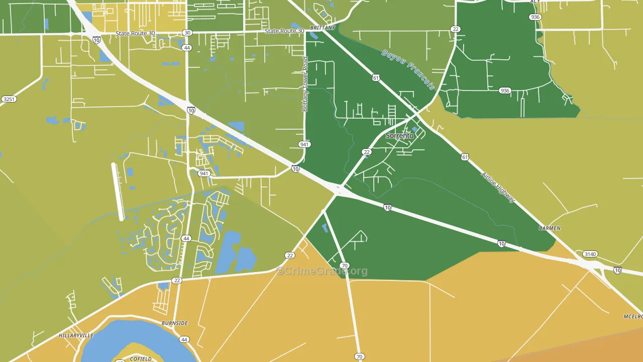 70778, LA Map of Vehicle Theft Rates