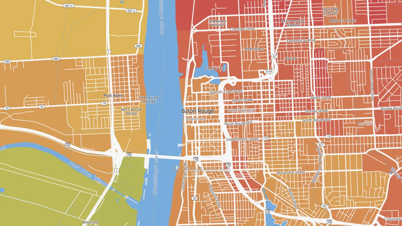 70801, LA Map of Vehicle Theft Rates
