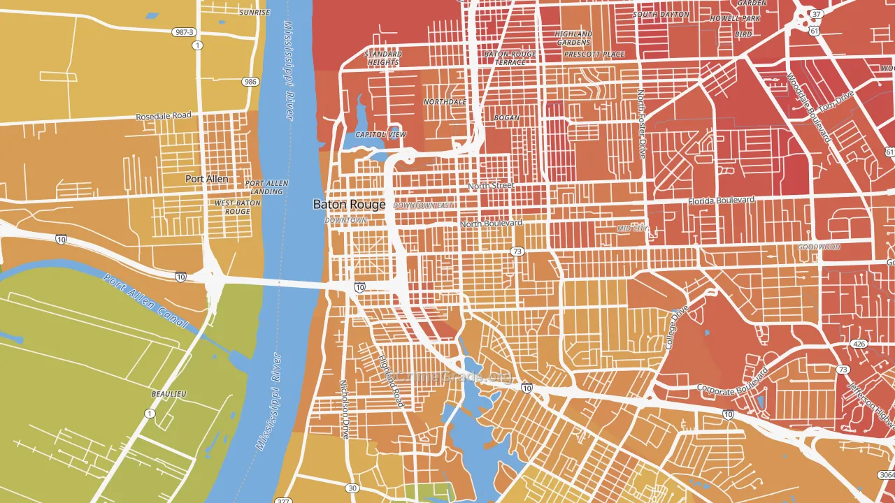 70802, LA Map of Vehicle Theft Rates