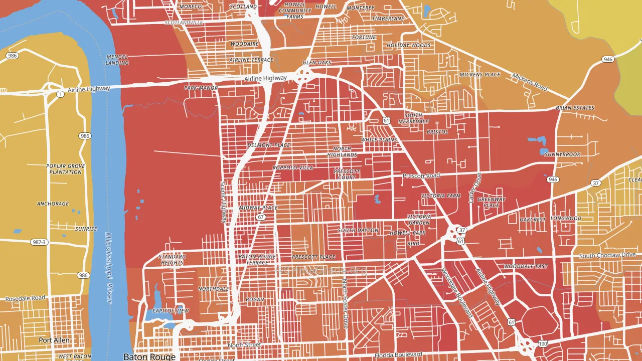 70805, LA Map of Vehicle Theft Rates