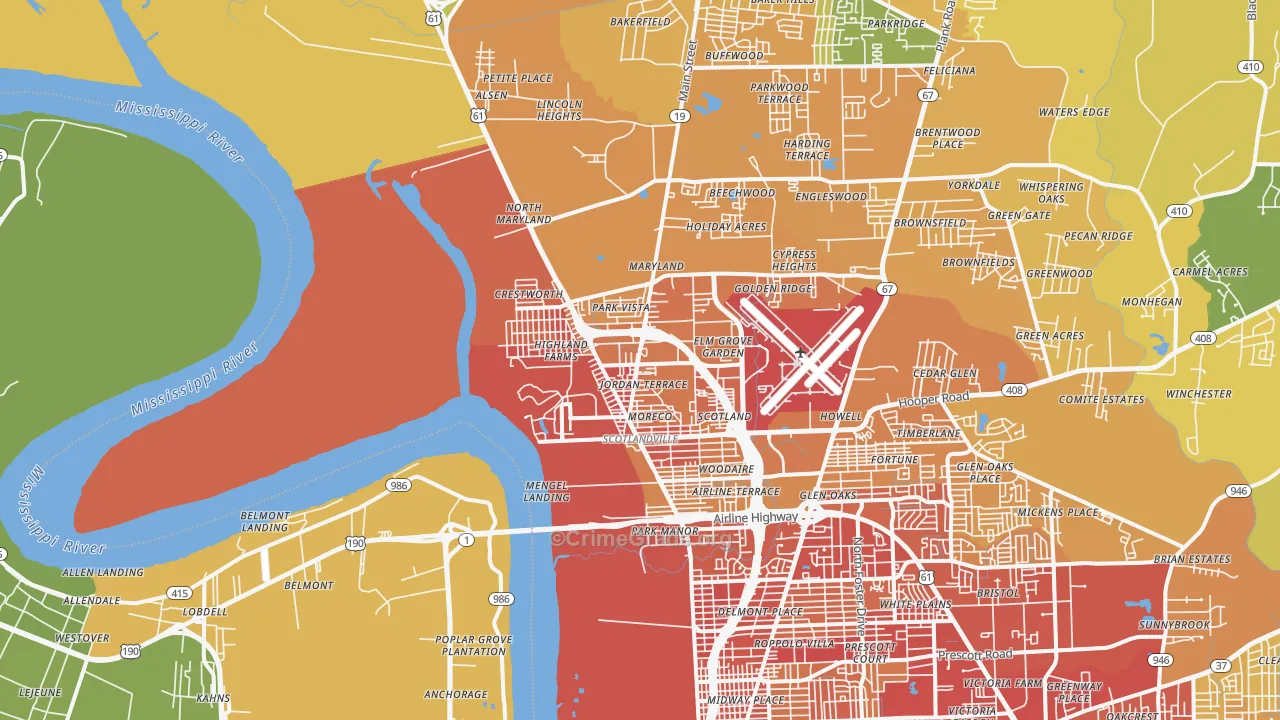 70807, LA Map of Vehicle Theft Rates