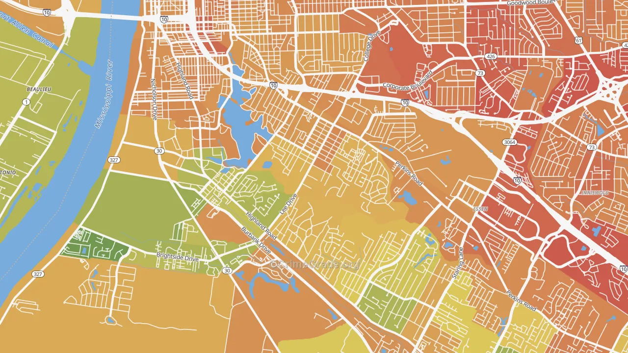 70808, LA Map of Vehicle Theft Rates