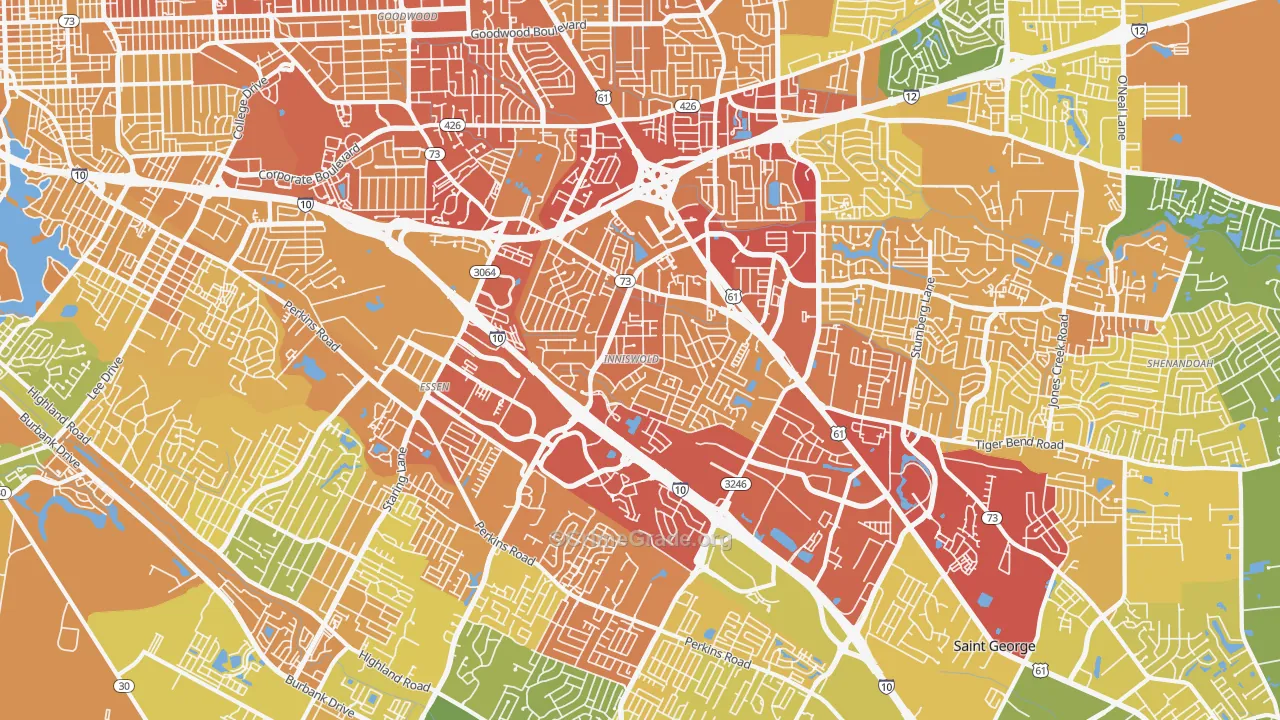 70809, LA Map of Vehicle Theft Rates