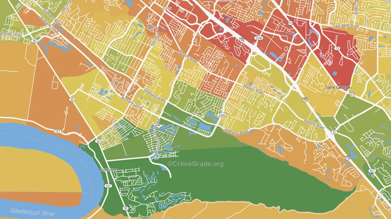 70810, LA Map of Vehicle Theft Rates