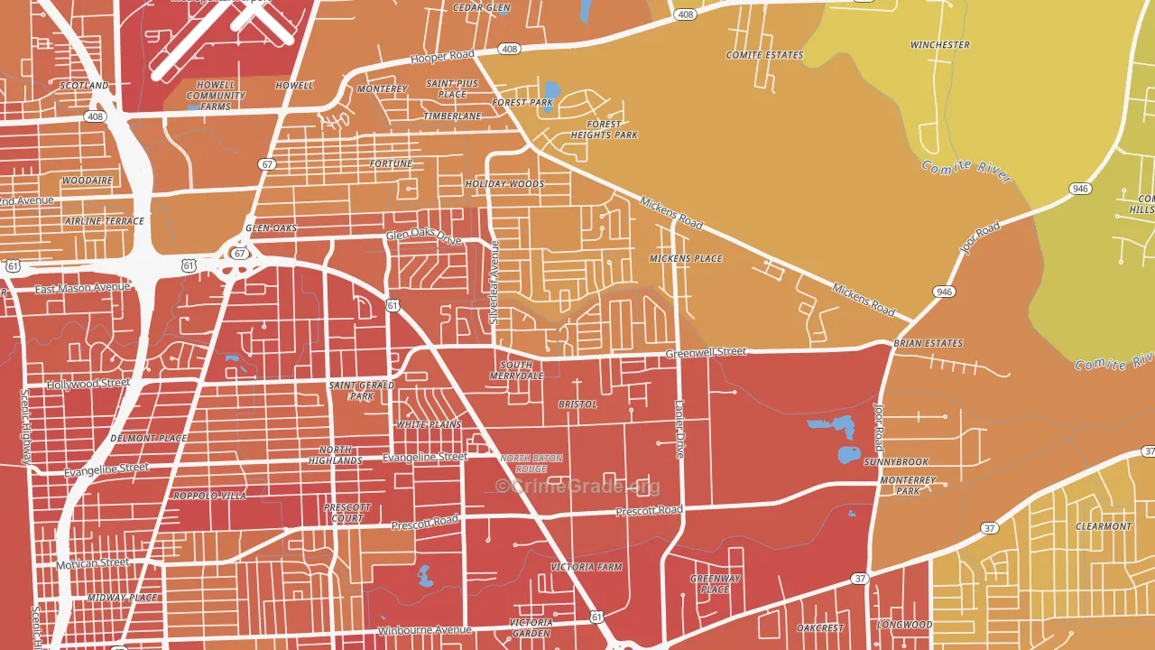 70812, LA Map of Vehicle Theft Rates