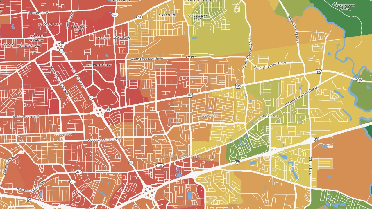 70815, LA Map of Vehicle Theft Rates