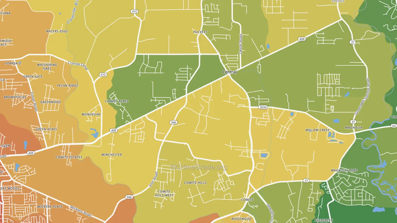 70818, LA Map of Vehicle Theft Rates