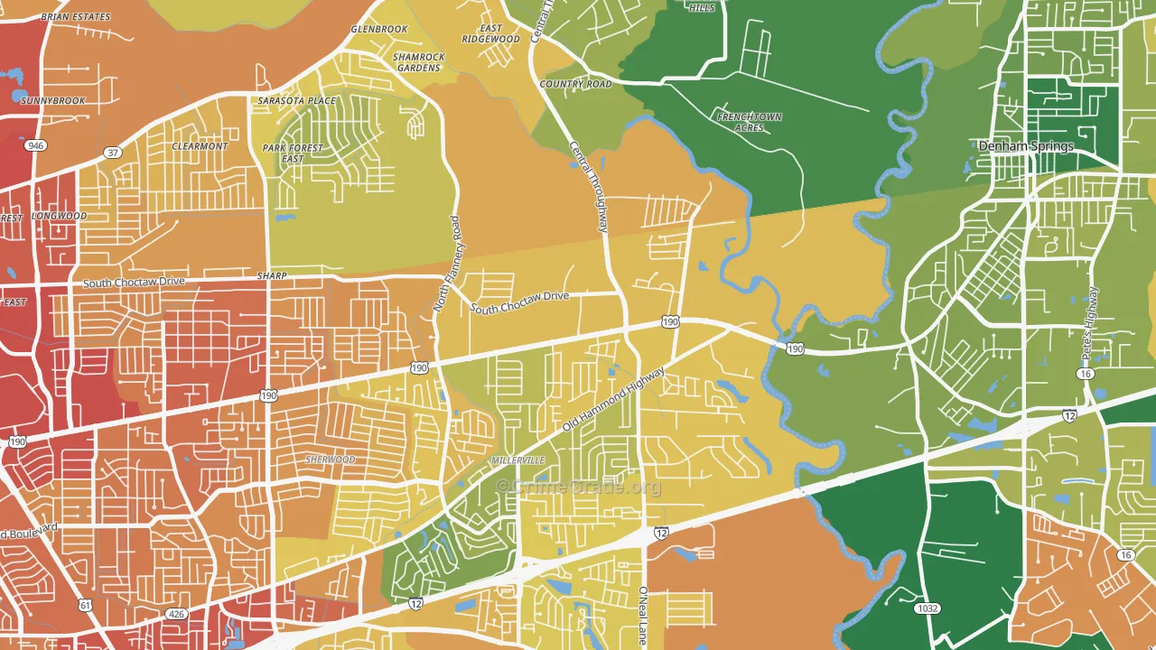 70819, LA Map of Vehicle Theft Rates