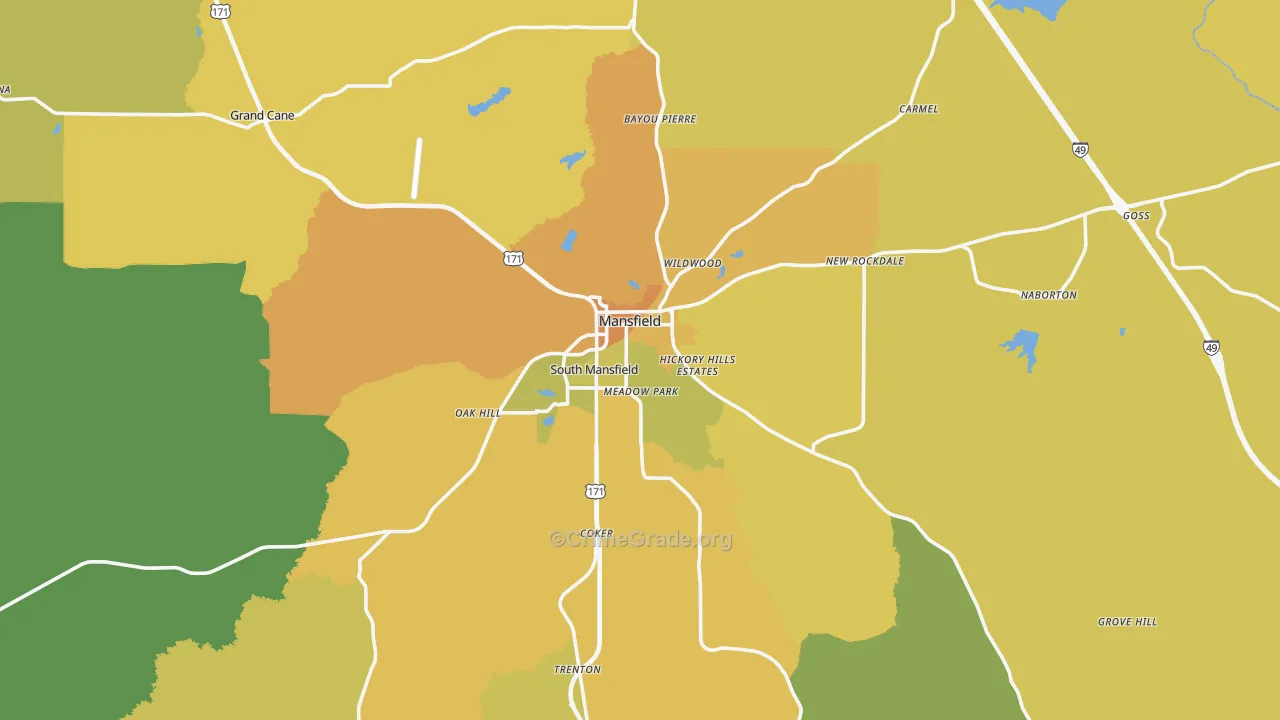 71052, LA Map of Vehicle Theft Rates