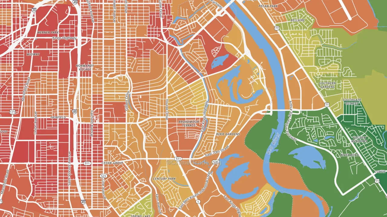 71105, LA Map of Vehicle Theft Rates
