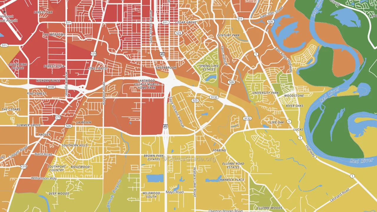71106, LA Map of Vehicle Theft Rates
