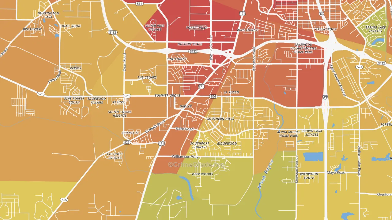 71118, LA Map of Vehicle Theft Rates