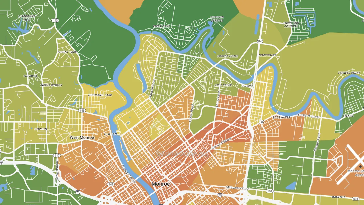 71201, LA Map of Vehicle Theft Rates