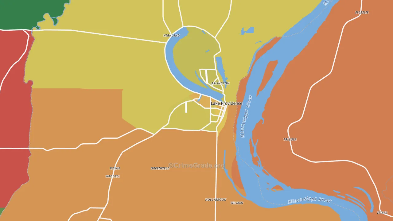71254, LA Map of Vehicle Theft Rates
