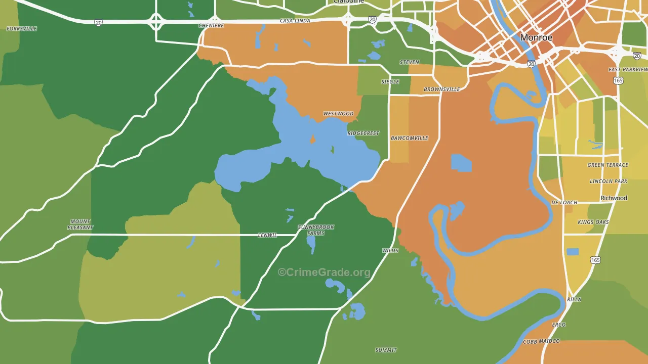 71292, LA Map of Vehicle Theft Rates