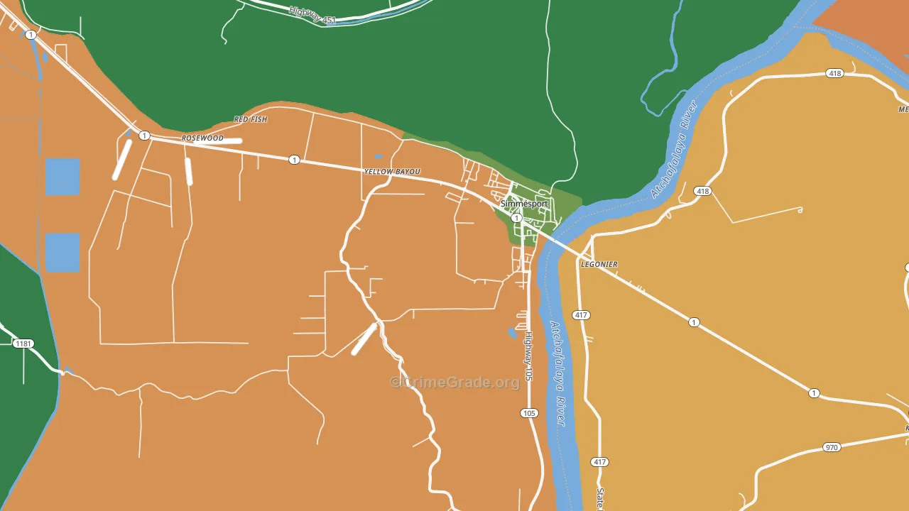 71369, LA Map of Vehicle Theft Rates