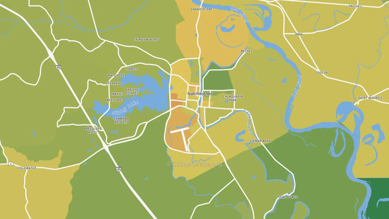 71457, LA Map of Vehicle Theft Rates