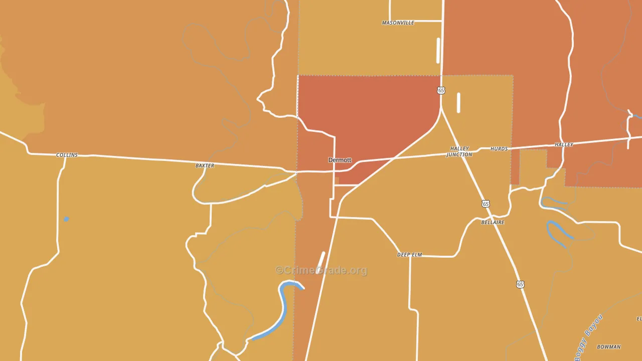 71638, AR Map of Vehicle Theft Rates
