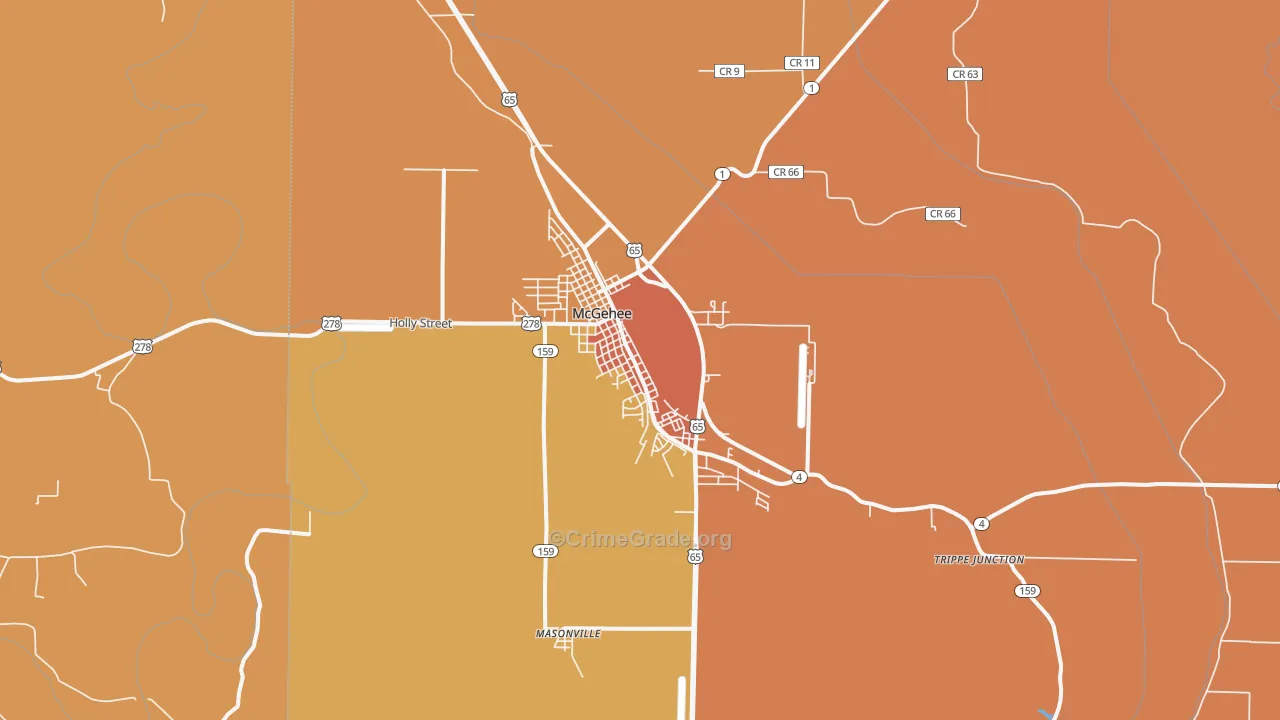 71654, AR Map of Vehicle Theft Rates