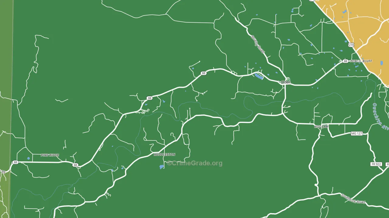 71961, AR Map of Vehicle Theft Rates