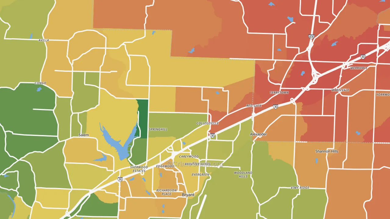 72002, AR Map of Vehicle Theft Rates