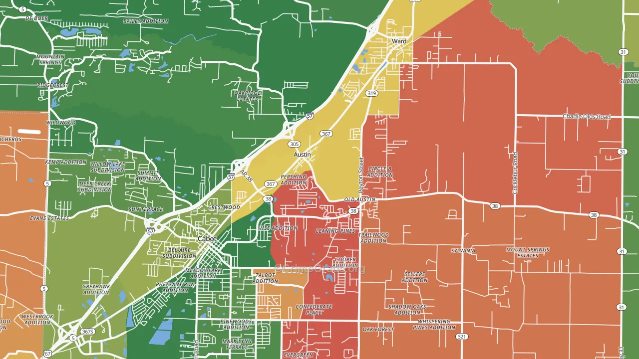72007, AR Map of Vehicle Theft Rates