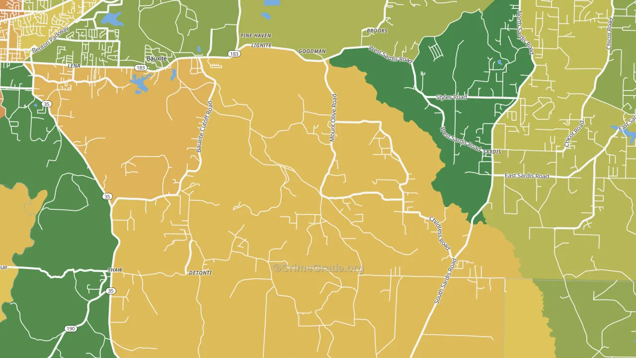 72011, AR Map of Vehicle Theft Rates
