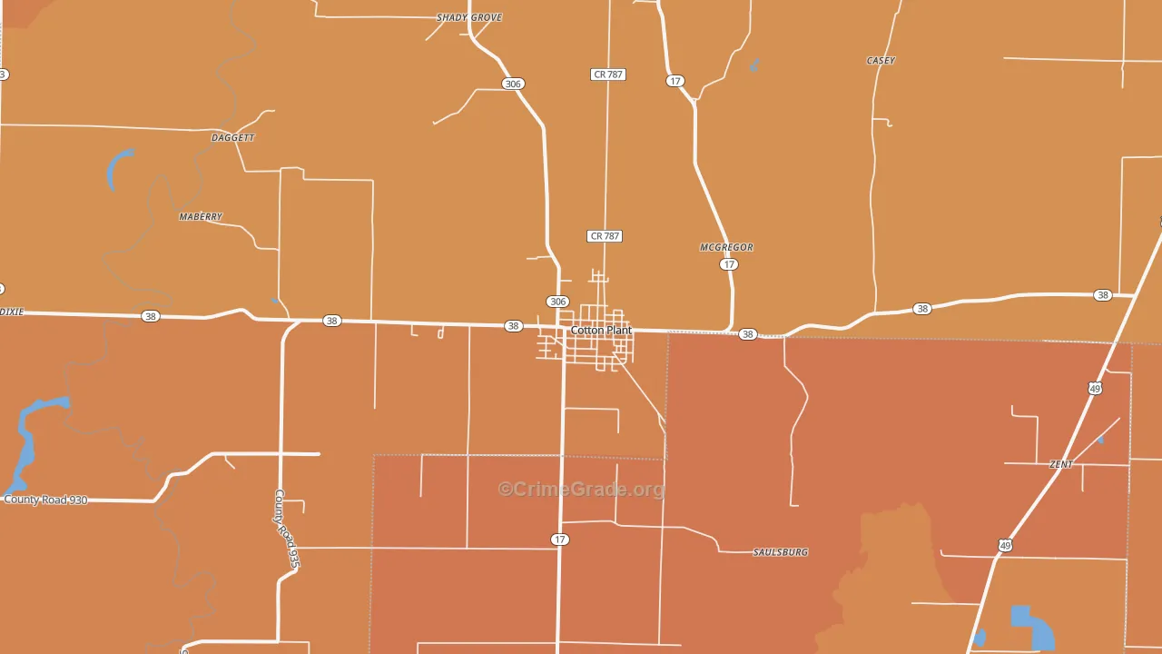 72036, AR Map of Vehicle Theft Rates