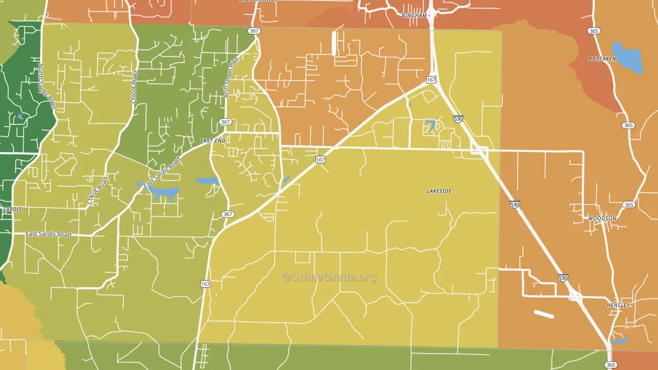 72065, AR Map of Vehicle Theft Rates