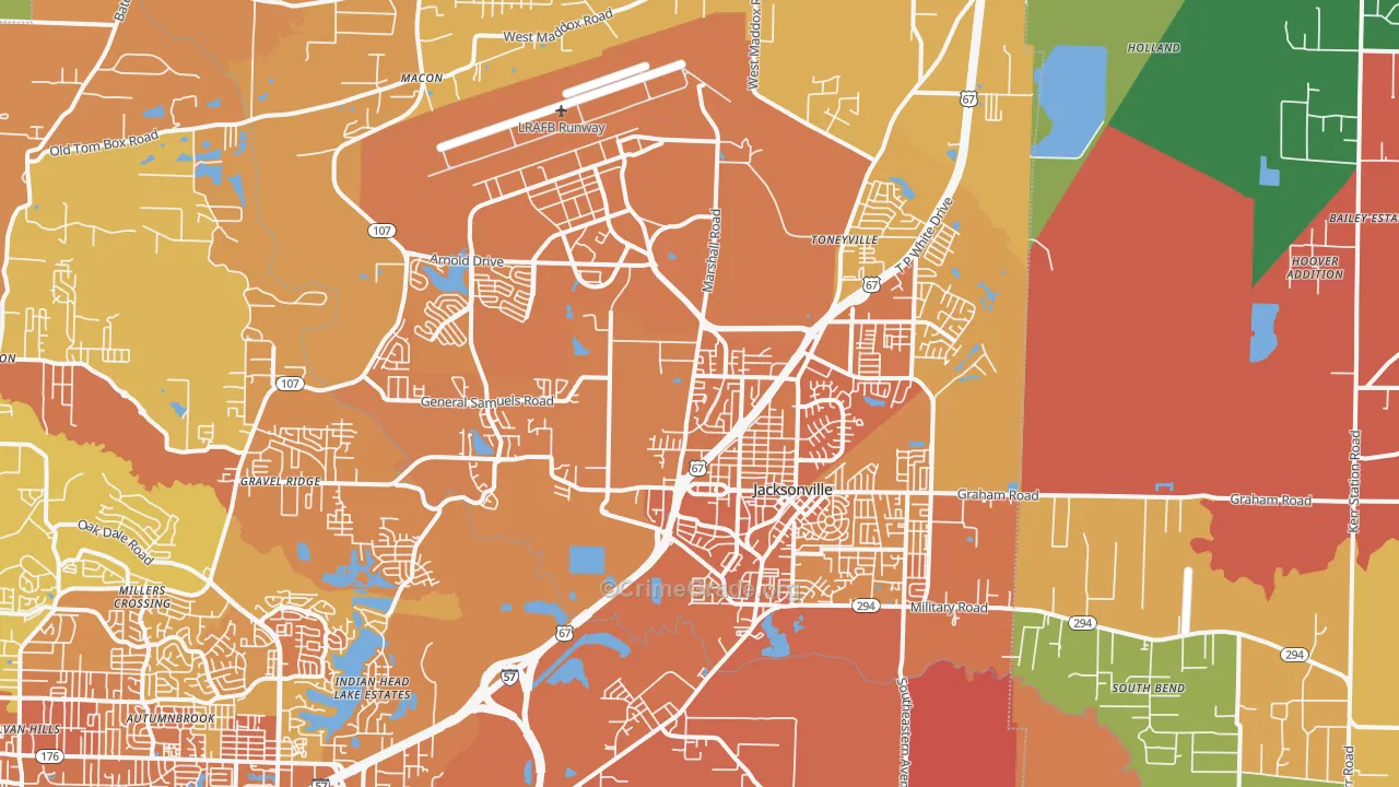 72076, AR Map of Vehicle Theft Rates