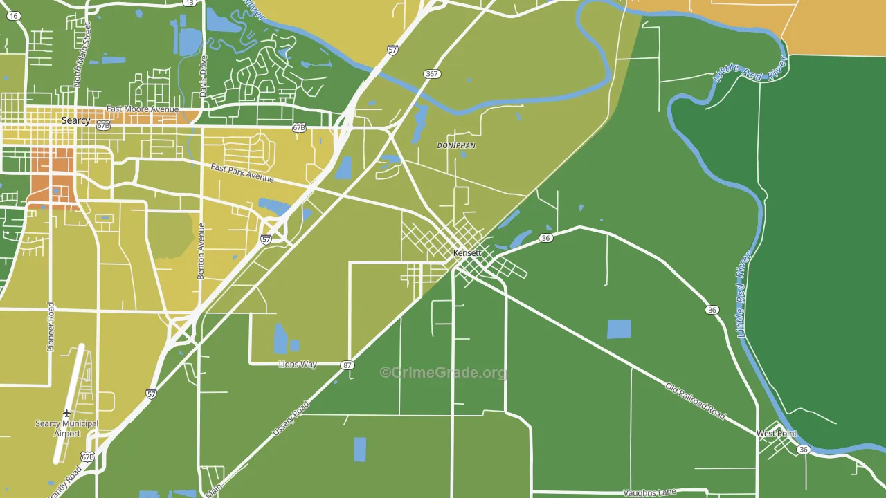 72082, AR Map of Vehicle Theft Rates