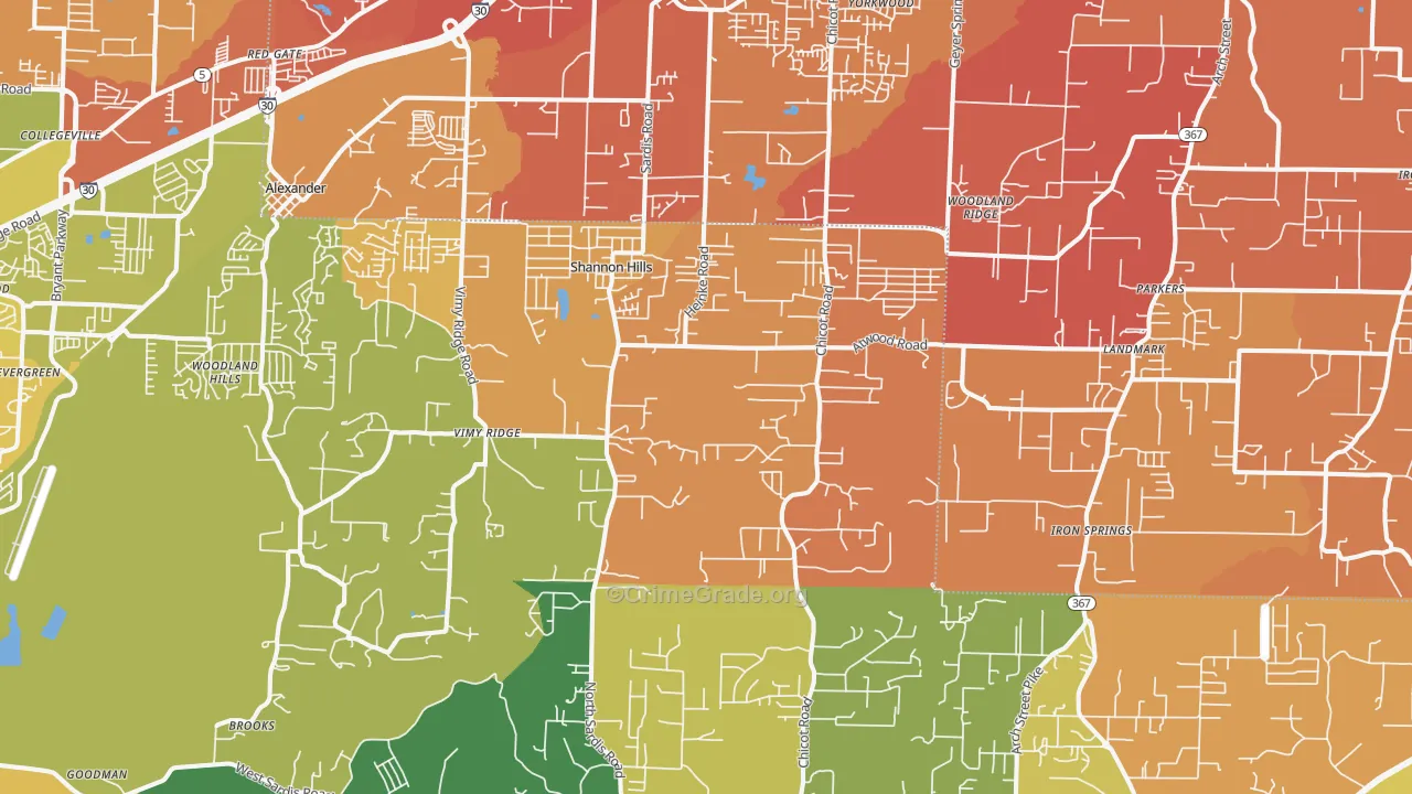 72103, AR Map of Vehicle Theft Rates