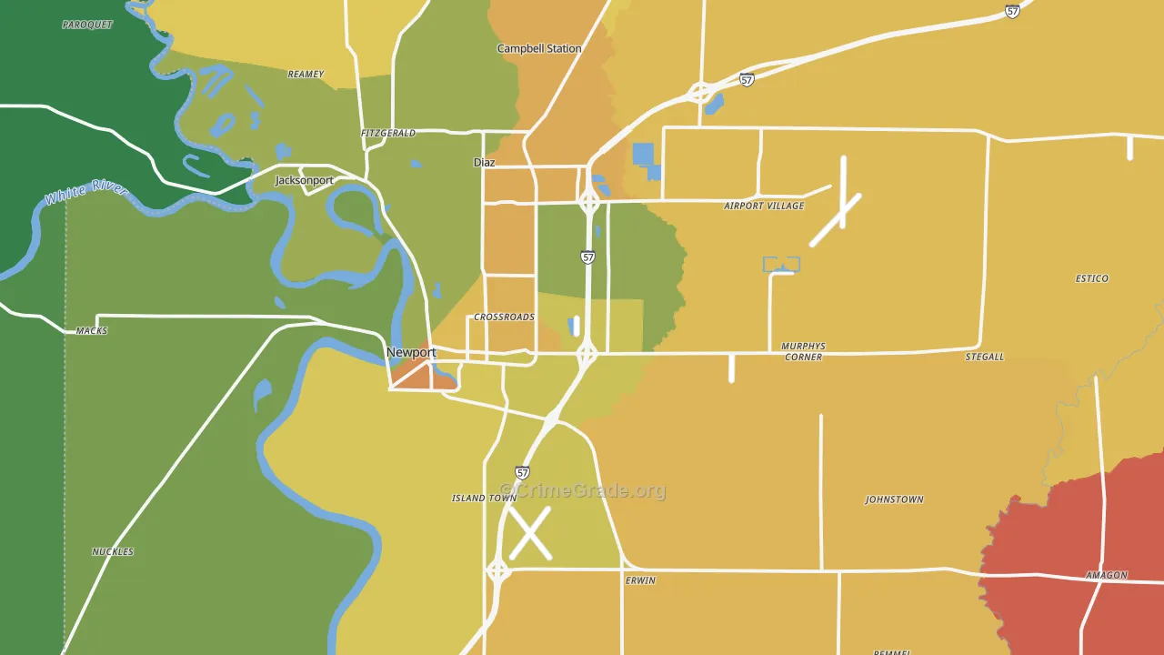 72112, AR Map of Vehicle Theft Rates