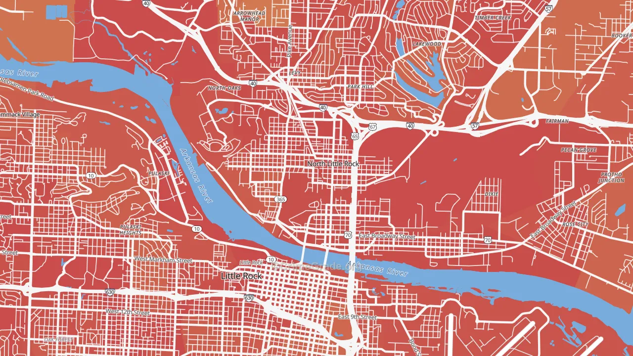 72114, AR Map of Vehicle Theft Rates