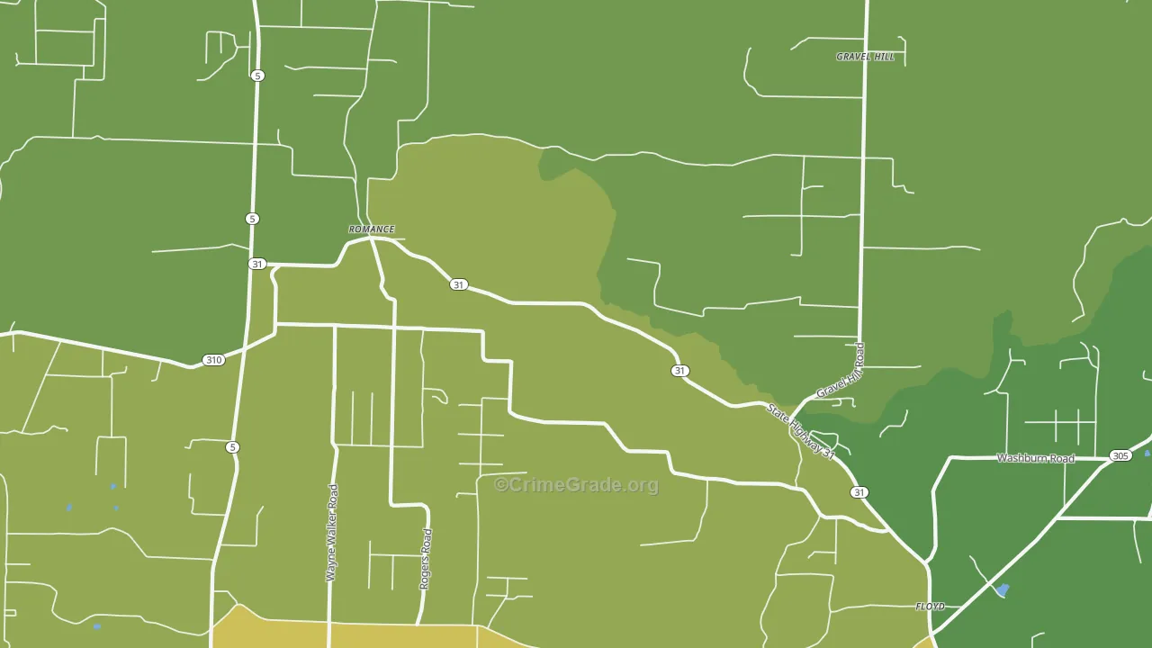 72136, AR Map of Vehicle Theft Rates