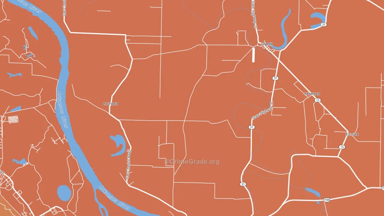 72152, AR Map of Vehicle Theft Rates