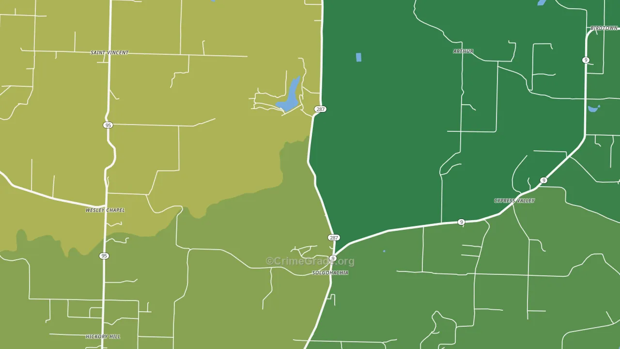 72156, AR Map of Vehicle Theft Rates