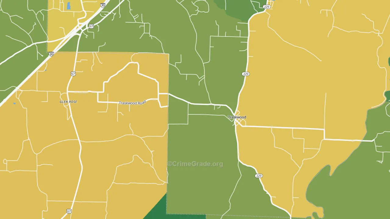 72167, AR Map of Vehicle Theft Rates