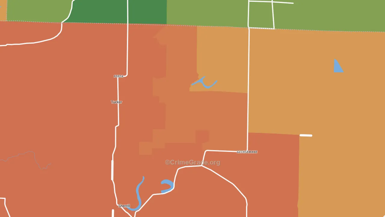 72168, AR Map of Vehicle Theft Rates
